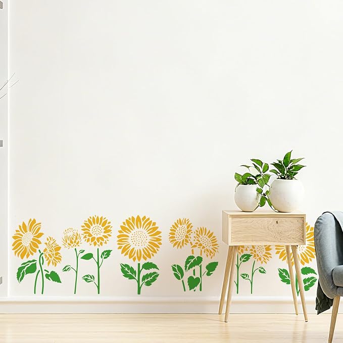 8pcs Giant Sunflower Wall Art Stencil Spring Flower Template - Image 7