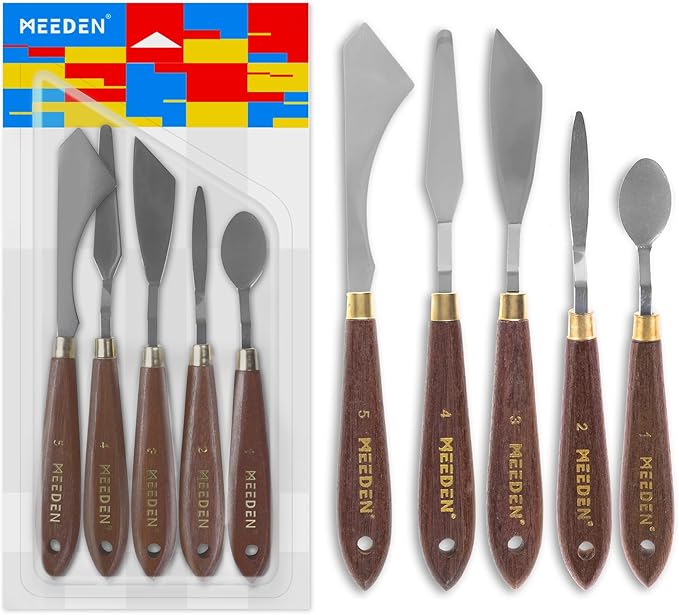 MEEDEN 5 Pieces Painting Knife Set Versatile Stainless Steel Spatula Palette by MEEDEN