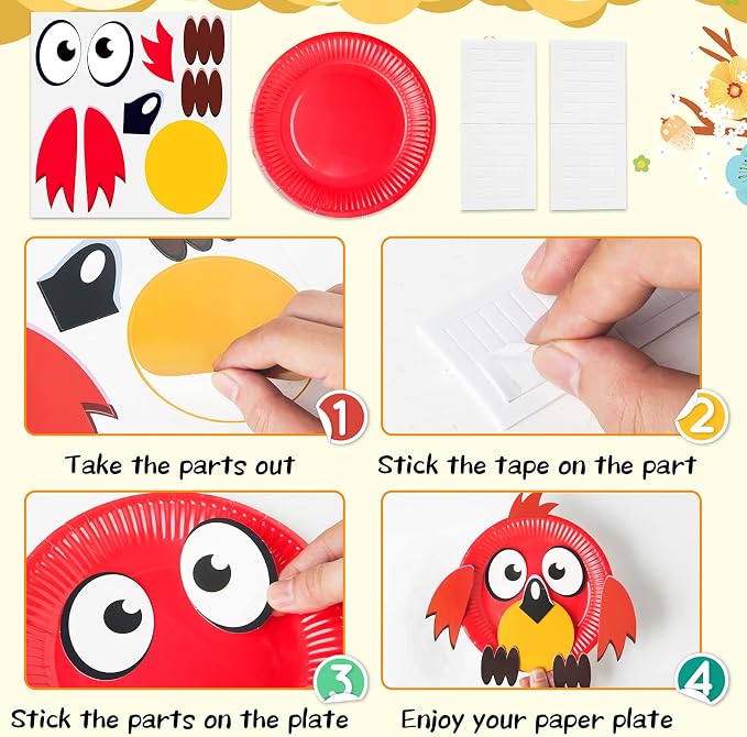 V-Opitos Arts and Crafts Kits for Kids, 12 Pack Simple Animal Paper Plate - Image 4