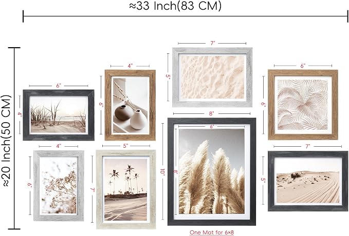 ArtbyHannah Gallery Wall Frame Set, 8 Pack Picture Frames Collage Wall Art Decor - Image 5