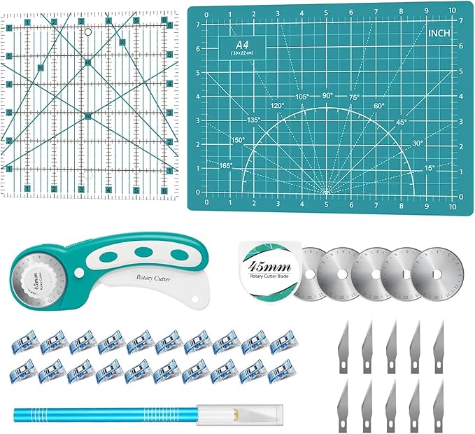 39 Pcs Rotary Cutter Set- Quilting Kit incl. 45mm Fabric Cutter by HeadleyTools