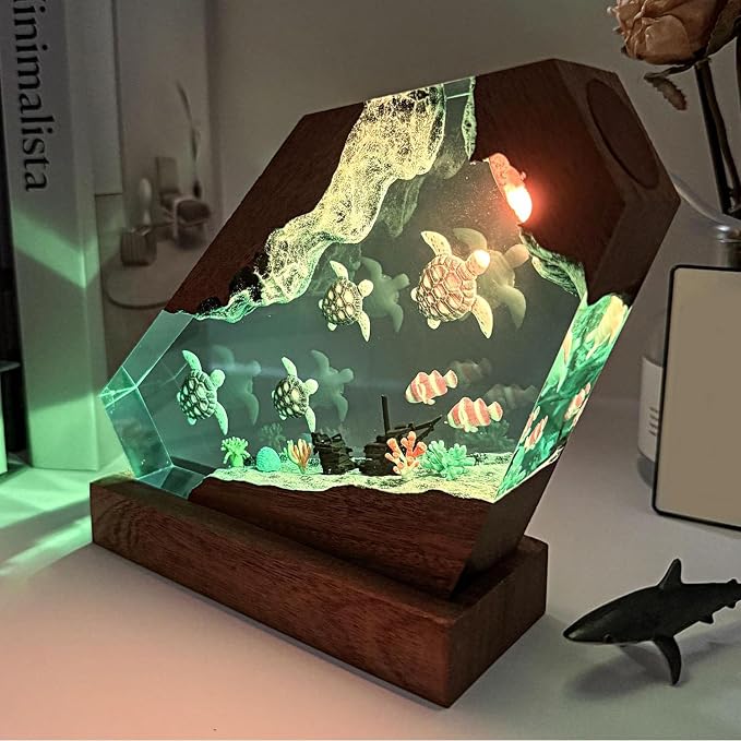 Sea Turtle Ocean Resin Lamp, Handmade Resin Night Light - Image 8