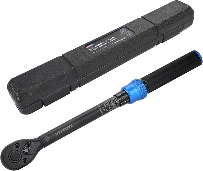 3/8-Inch Drive Click Torque Wrench, Dual-Direction Click Professional Torque Wrench 5-45FT.LB/6.8-61N.M, Dual Range Scales Graduated in FT.LB and N.M, Blue