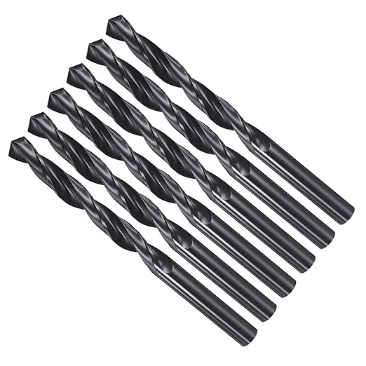 Drill Bit, 9.5mm Cutting Diameter, 4241 HSS Nitriding Black 118° Cutting Angle Versatile Jobber Bits - (Applications: for Drilling Plastic Wood Soft Metal), 6-Pieces