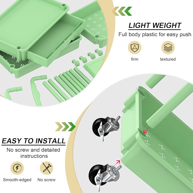 Goovilla 3 Tier Rolling Utility Cart Organizer - Image 3