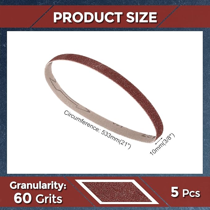 10 Pcs Sanding Belts 3/8 x 21 Inch 60 Grit Aluminum Oxide Abrasive Sandpaper for Belt Sander Metal Grinding Wood Working Weld Rust Removal