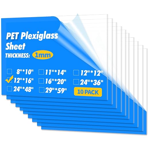 Art3d 10-Pack of 12×16" PET/Plexiglass Sheets, Transparent Clear Flexible by Art3d