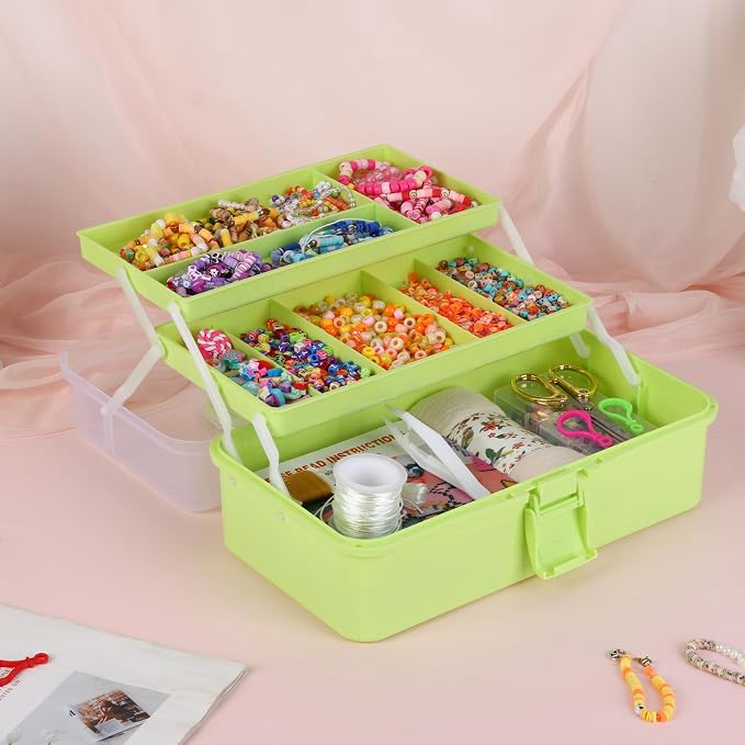 Small Toolbox with Handle, Tackle Box 3-Layer Craft Organizers, Portable - Image 6