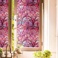 Pink Peach Floral Stained Glass Window Films Decorative Double-Side Privacy by Unknown
