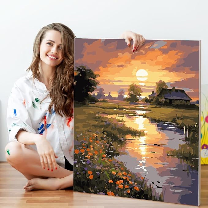 Fountor Paint by Numbers Kit for Adults Beginner, Countryside Sunset Adult - Image 5