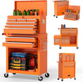 On Shine 8 Drawer Rolling Tool Chest, Large Capacity Rolling Tool Box with Wheels, Locking Mechanical Tool Chest, Portable Tool Box with Sliding Drawers,Metal Tool Box for Garage Workshop (Orange)