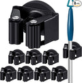 8 Pcs Magnetic Mop Broom Holder Movable Magnetic Broom Holder Rack, Anti Slip Wall Mounted Utility for Cleaning Tools, Garage, Kitchen, Laundry, Garden (Black)