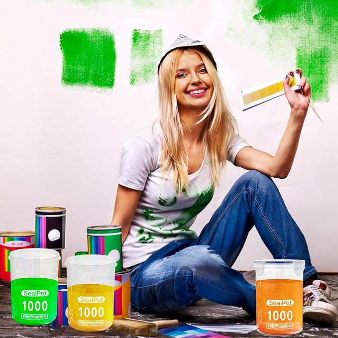 3 Sets Paint Container with Stainless Steel Mixing Ball, Plastic Paint Storage - Image 2