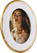 4x6 Oval Picture Frame, Ornate Photo Frame White & Gold, Hand-Crafted Resin by ZIHARA