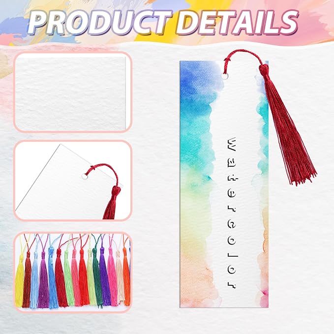 Skyygemm 200 Pcs Watercolor Paper Blank Bookmarks - Image 3