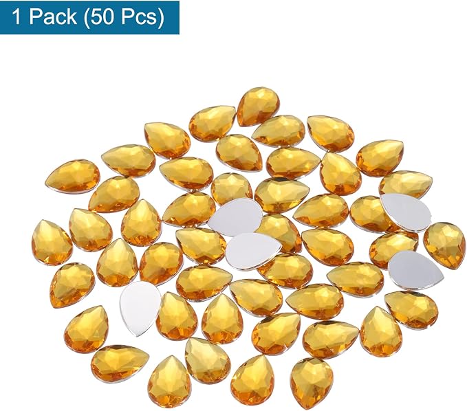 MECCANIXITY 50PCS Flat Back Acrylic Teardrop Gems 10x14mm Artificial Rhinestones - Image 3