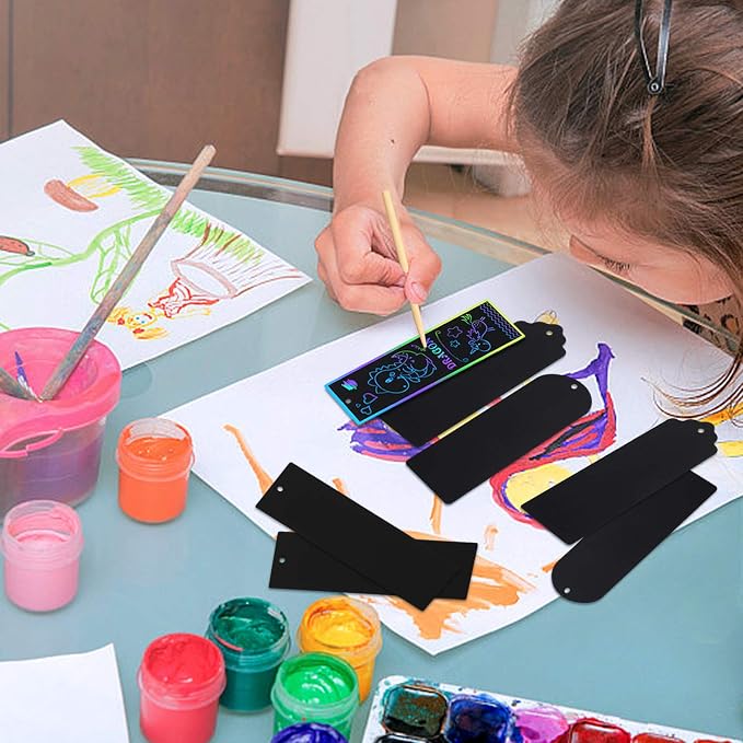 AUGSUN 96 Set Magic Scratch Rainbow Bookmarks Making Kit - Image 6