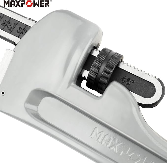 MAXPOWER 48-inch Pipe Wrench, Heavy Duty Large Straight Plumbing Wrench Smooth Jaw Aluminum Pipe Wrench
