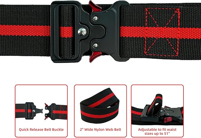 MELOTOUGH 2" Nylon Web Work Belt with Heavy Duty Quick Release Rugged Metal Buckle outdoor men's belt