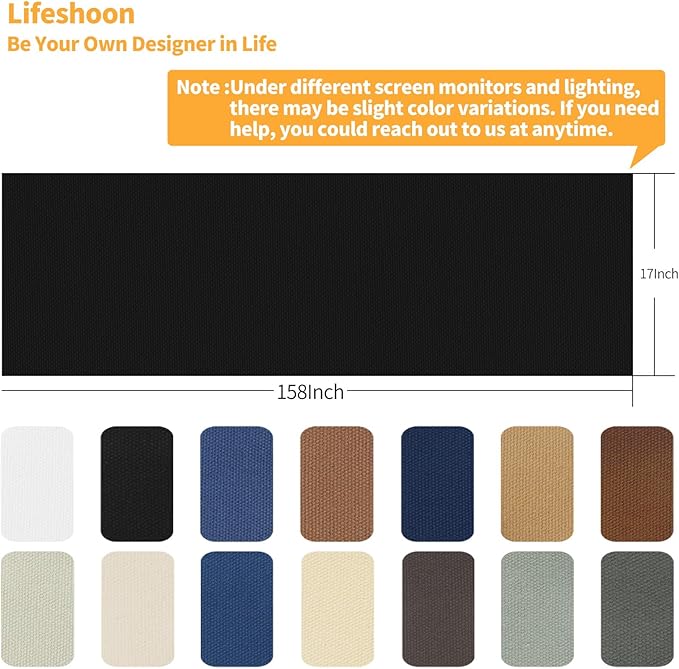 Fabric Repair Patches, 17X158 Inch Canvas Self-Adhesive Fabric Patches Tape Durable, DIY Large Canvas Repair for Sofa, Couches, Furniture, Chair, Clothing （17X158 Inch, Dark Grey）