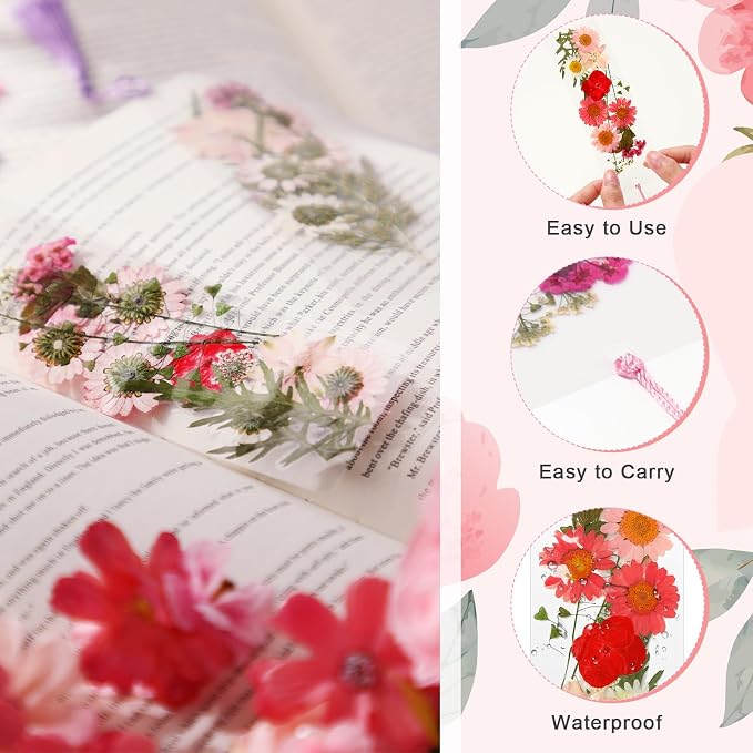 AmazingSpark 222 Pcs Dried Flower Bookmark Making Kit Include DIY Pressed - Image 5