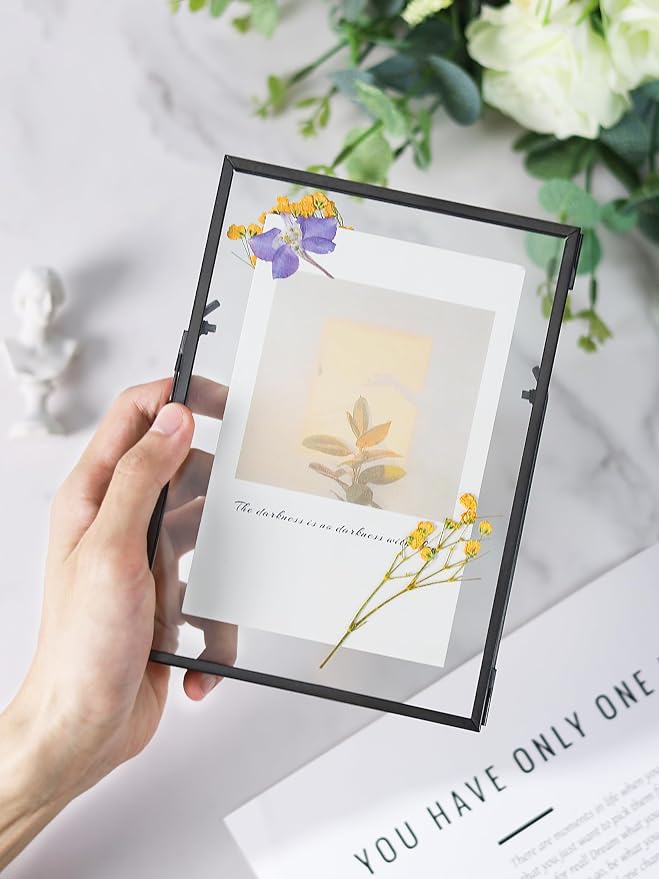 REDHUGO Glass Pressed Flower Frame Handmade, Floating Picture Frames - Image 2