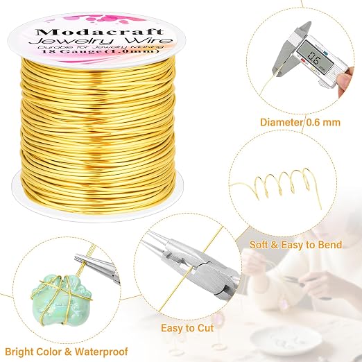 ModaCraft 22 Gauge Tarnish Proof Jewelry Wire Gold + 4-in-1 Professional - Image 2