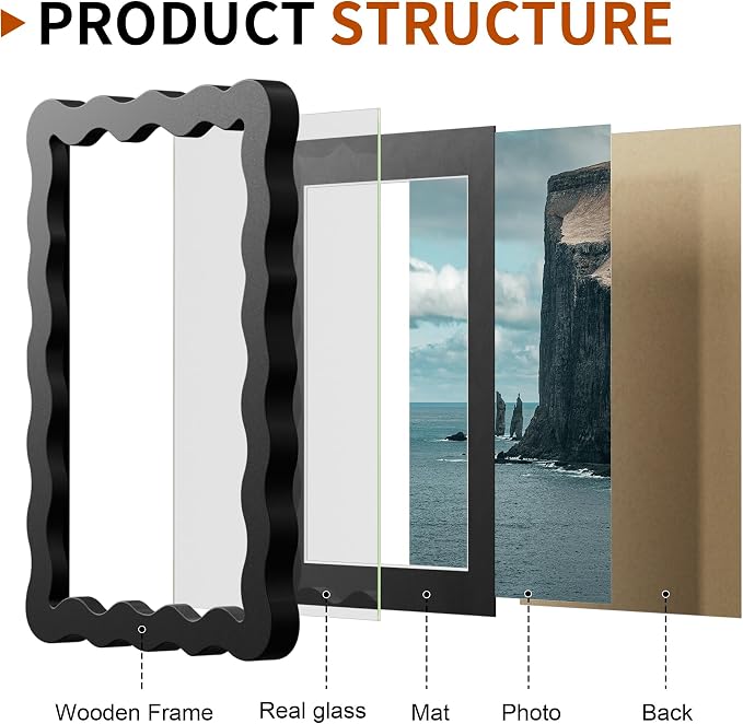 5x7 Wavy Picture Frame With Mat - Image 4