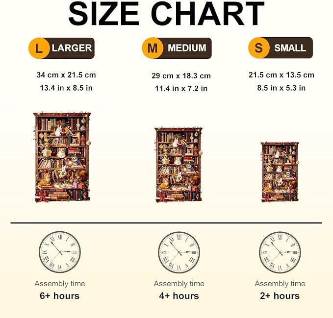 Animal Cozy Bookshelf Puzzles Adults Gifts Wooden 150 Pieces 11.4 * 7.2in - Image 4