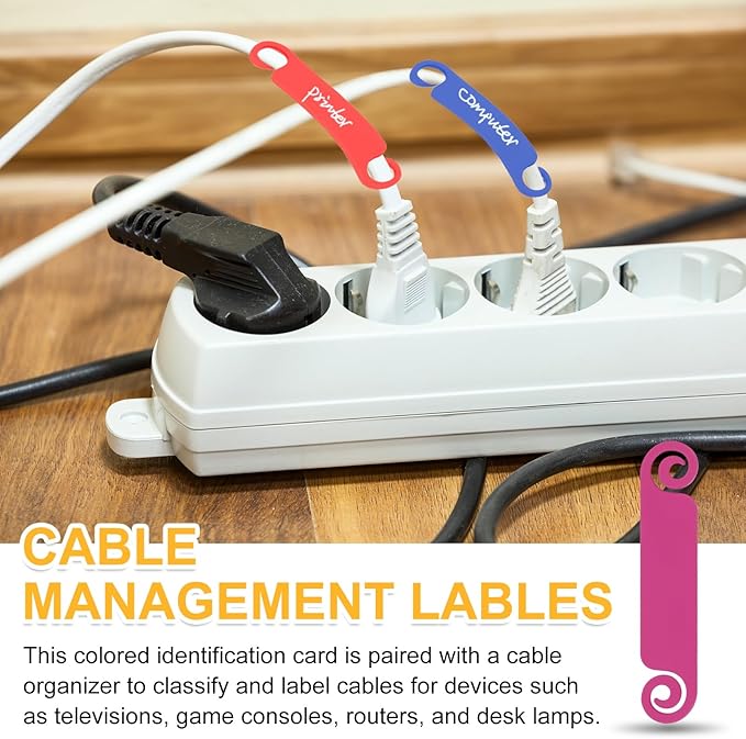 PATIKIL Cable Tags Flexible Cable Management Labels Cord Identification Tags, Wire Cord Markers for USB Computer Phone Charger Power - 20Pcs (Rose Red)