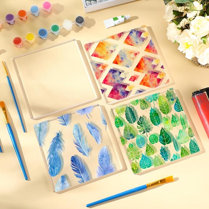 Threlaco 8 Pack Monoprinting Print Plates 6 x 6 Inch Reusable Silicone Plate - Image 5