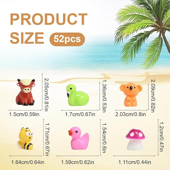 52PCS Mini Animal Figurines Miniature Animals Set Tiny Resin Animals - Image 2