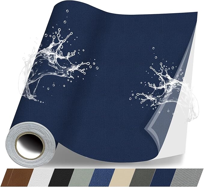 Fabric Repair Patches, 17X158 Inch Canvas Self-Adhesive Fabric Patches Tape Durable, DIY Large Canvas Repair for Sofa, Couches, Furniture, Chair, Clothing （17X158 Inch, Dark Blue）