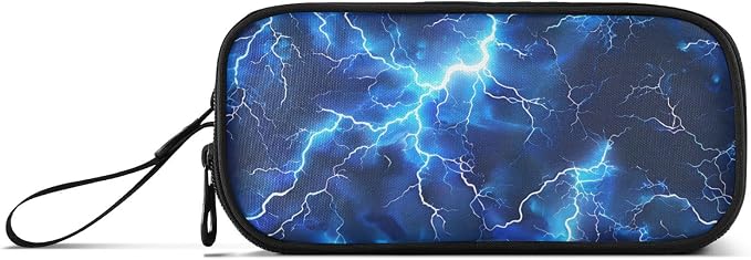 Blue Electric Lightning Pencil Case Box Boys Girls Large Pencil Pouch Zipper - Image 6