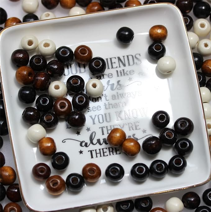 400Pcs Large Hole Wood Beads, BetterJonny Natural Wooden Spacer Beads Bulk - Image 5