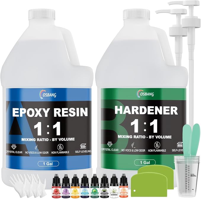2 Gallon Epoxy Resin Kit Crystal Clear Resin by OSBANG