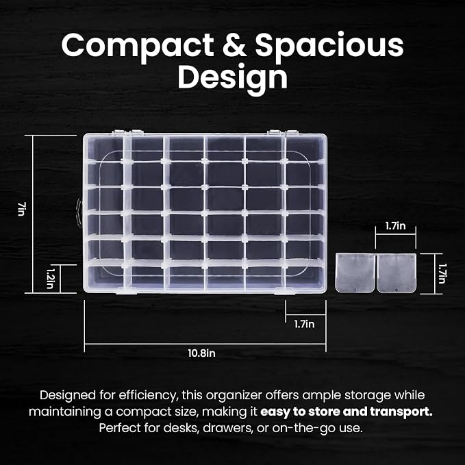 Budreu 4pack 36 Grids Plastic Clear Organizer Box Bead Storage Containers - Image 2
