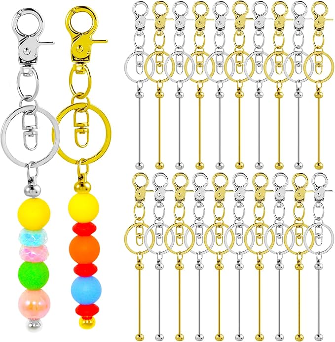 80 Pcs Beadable Keychains Bulk Kit – DIY Keychain Making Supplies by DNLEGULI