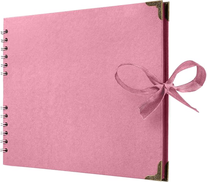 Bstorify Square Scrapbook Photo Albums 50 Pages Pink Thick Paper, Ribbon Closure by Bstorify