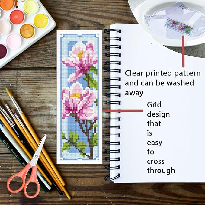 ORIGACH 6 Set Magnolia Cross Stitch Bookmark Kits - Image 3
