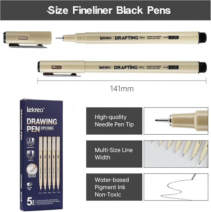 5-Piece Fineliner Pen, for Art, Writing & Bullet Journaling - Image 4