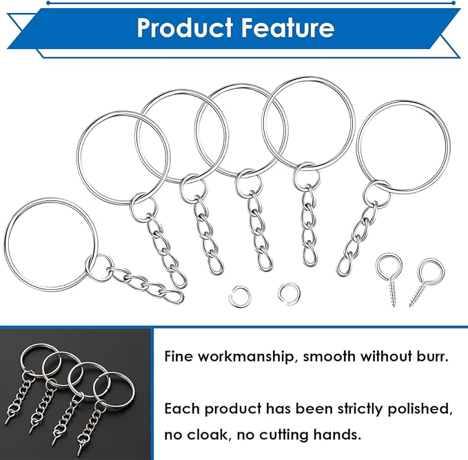 420Pcs 1" 25mm Keychain Making Kit, Including 140Pcs Keychain Rings - Image 4