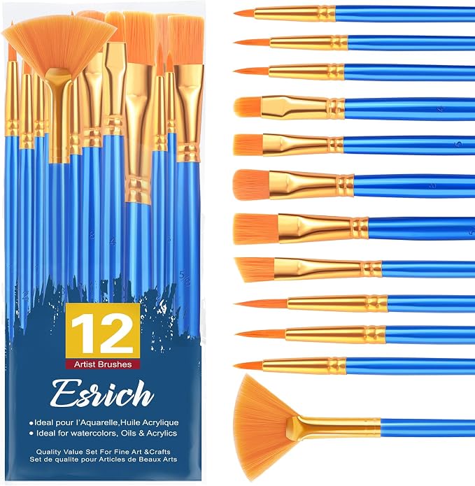 ESRICH Paint Brushes Set, 12 Sizes Paint Brush by ESRICH