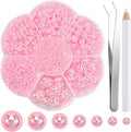 NACHLYNN 6480 Pcs Flat Back Pearl 7 Sizes AB Light Pink Half Round Beads by Createyourownlifestory