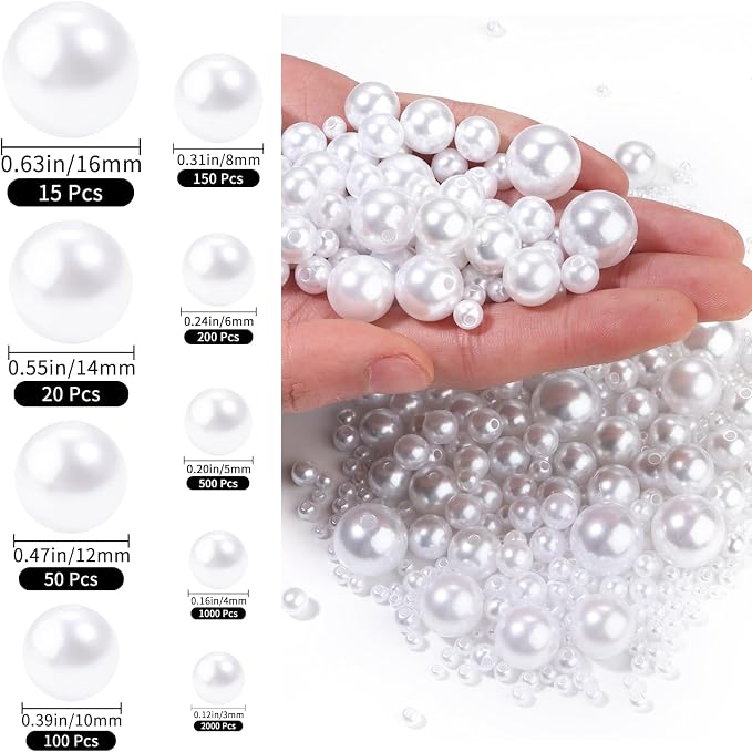 4035pcs White Pearl Beads with Hole Round Pearls - Image 2