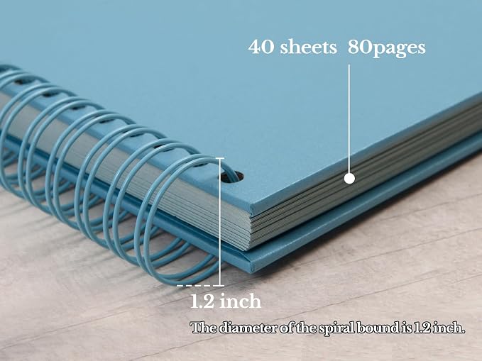 potricher 8 x 8 Inch DIY Scrapbook Photo Album 80 Pages Thick Kraft Blank Blue - Image 4