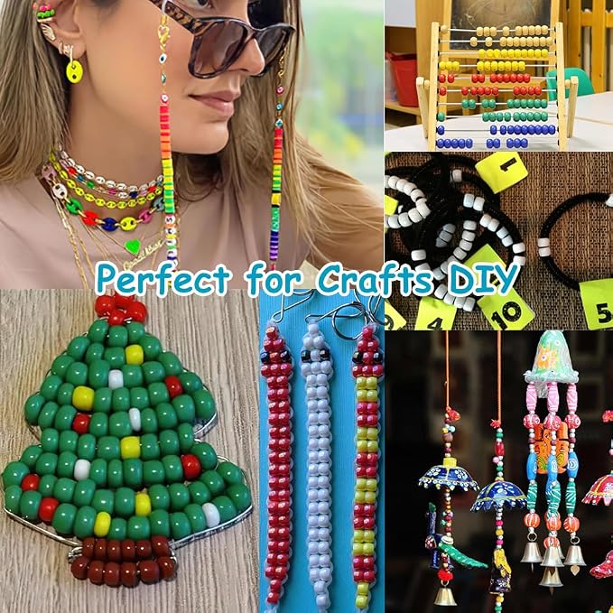 Pony 1100 Pcs Beads for Jewelry & Bracelets Making, Hair & Braids for Girls - Image 4