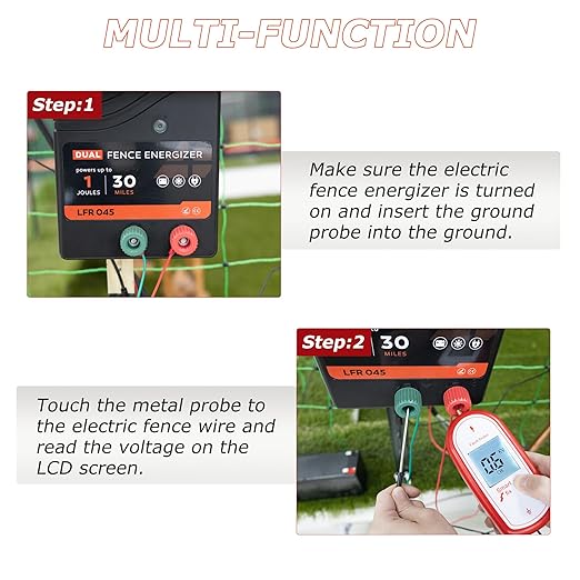 Electric Fence Voltage Tester, Handheld Fence Fault Finder Fence Tester for Farms, Digital Display High Voltage 200-15000V Gardening Tools