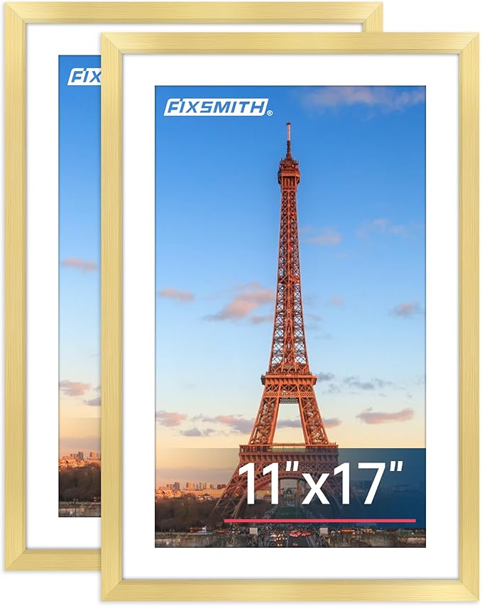 FIXSMITH 11x17 Picture Frame Gold Set of 2, Photo Frame by FIXSMITH