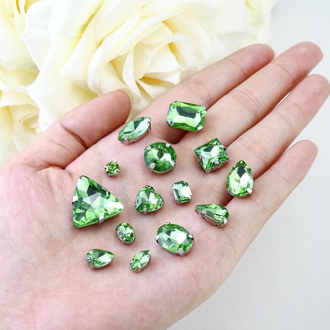 Dowarm Sew on Rhinestones 104 PCS Mixed Shapes Glass Sew on Crystals - Image 2